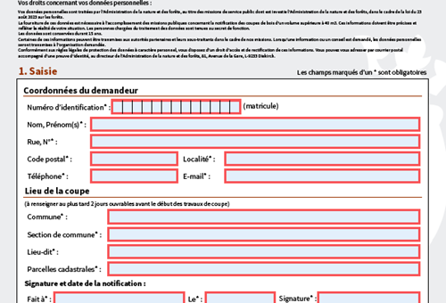 Code forestier - obligation de notification pour des coupes dépassant 40m3